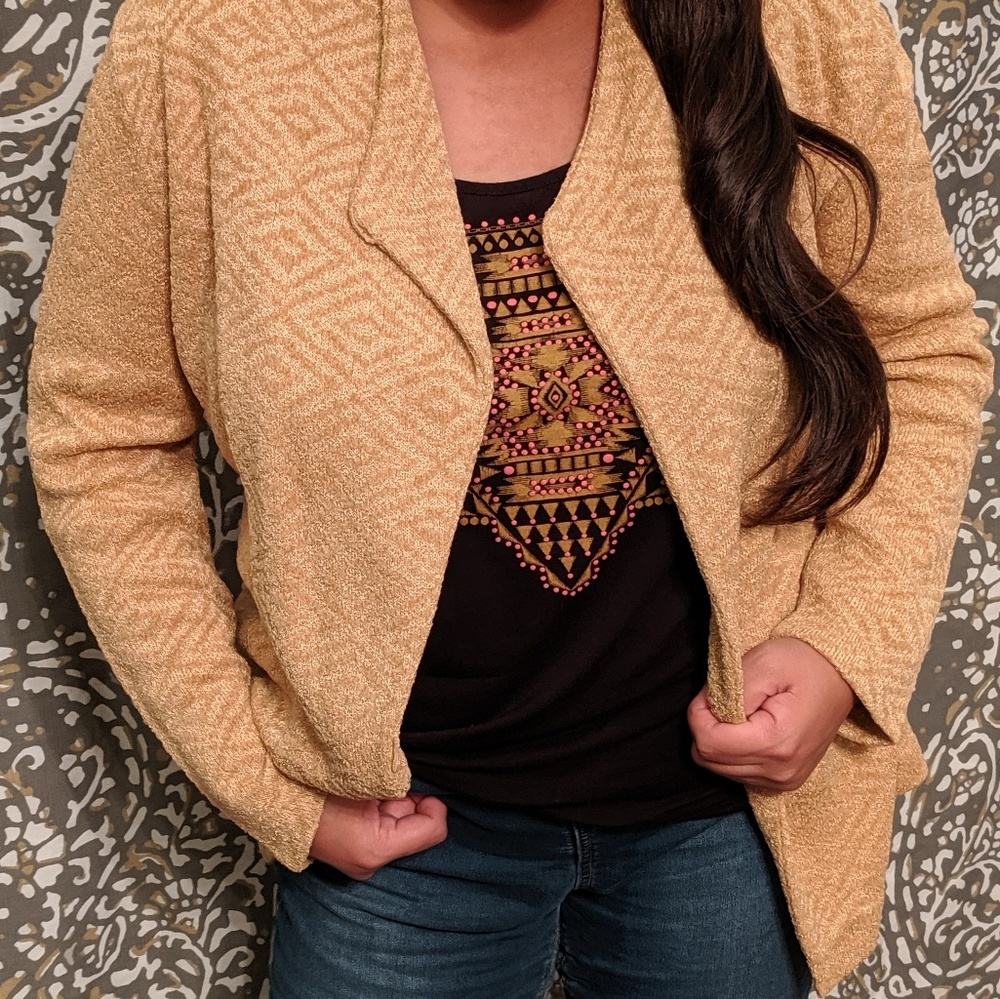 Vintage French Rags Open Cardigan Textured Sweater